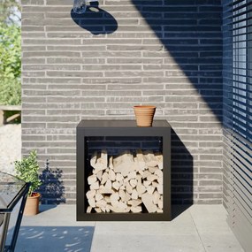 Rastrelliera Per Legna Da Ardere Nera 60x40x60 Cm İn Acciaio /