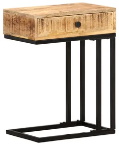 Tavolino Laterale A Forma Di U 45x30x61 Cm İn Massello Di Mango /