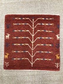 Gabbeh Tappeto 40x40 Rosso (Iran) Annodato A Mano