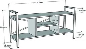 Mobile Porta TV Stile Industrial 120x35x60 Con Vani A Giorno Cult Bianco