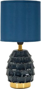 Lampada da tavolo blu in ceramica con paralume in tessuto (altezza totale 30,5 cm) Pigny – Mauro Ferretti