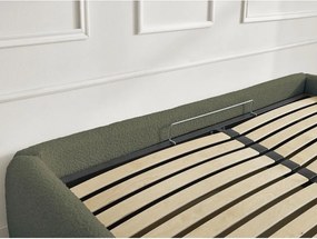 Letto matrimoniale imbottito verde scuro con contenitore/senza testiera con rete inclusa 160x200 cm Inera – Bobochic Paris