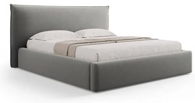 Letto matrimoniale imbottito grigio con contenitore e doghe 180x200 cm Elio - Milo Casa