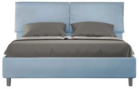 Letto contenitore da 160x200 in microfibra azzurro Mados