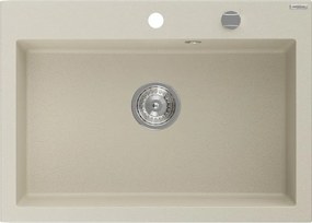 Mexen Elix lavello da cucina in granito 1-vasca 700 x 500 mm, beige, sifone cromato - 6526701005-69