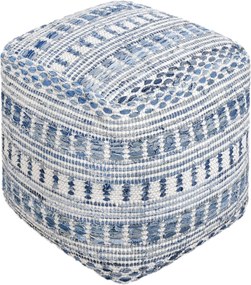 XABA - pouf in lana avorio con decoro 40 x 40