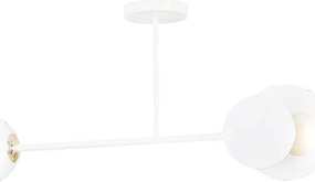 Plafoniera 2 Luci Inari In Acciaio Bianco E Sfera In Vetro Opalino