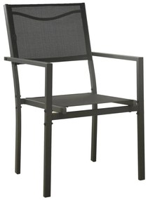Set da pranzo da giardino 5 pz nero in acciaio e textilene