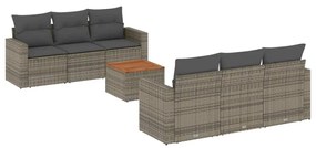 Set divani da giardino 7 pz con cuscini grigio in polyrattan