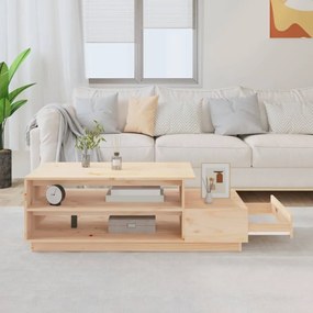 Tavolino da salotto 120x50x40,5 cm in legno massello di pino