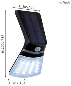 Eglo 98758 - Lampada solare a LED con sensore LAMOZZO LED/2W/3,7V 1200 mAh IP44