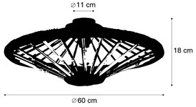 Lampadario orientale in bambù con nero 60 cm - Evalin