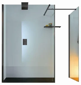 Walk-in wens L 68 x H 200 cm, vetro 6 mm nero