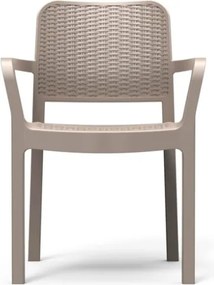 Sedia Da Giardino Impilabile Con Braccioli In Resina Effetto Intrecciato Bella Keter Cappuccino