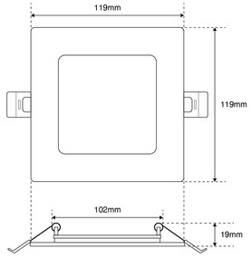 Pannello LED Quadrato 8W 800lm Foro 110x110mm Osram chip LED Colore Bianco Caldo 3.000K