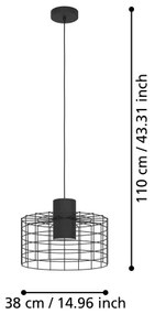 Eglo 43627 - Lampadario su corda  MILLIGAN 1xE27/40W/230V d. 38 cm nero