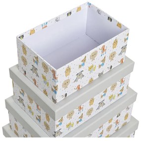 Set di Scatole per Sistemare Impilabili DKD Home Decor Grigio Animali Domestici Cartone (43,5 x 33,5 x 15,5 cm)