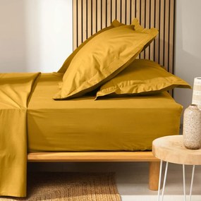 Lenzuolo giallo elasticizzato in cotone biologico 90x190 cm Biolina - douceur d'intérieur