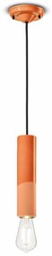 Sospensione Piccola Vintage Decò Pi Ceramica Arancio Pesca 1 Luce E27
