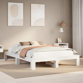 Letto Senza Materasso Bianco 160x200 Cm Legno Massello Di Pino /