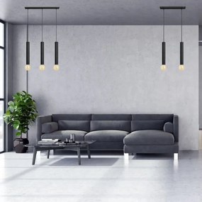 Lampadario a sospensione con filo TUBA 3xE27/15W/230V nero