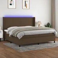 Letto a Molle Materasso e LED MarroneScuro 200x200cm in Tessuto cod mxl 54829