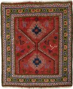Shiraz Tappeto persiano 60 x 80 Rosso (Iran) Annodato A Mano