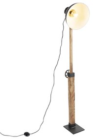 Lampada da terra industriale grigio scuro con legno di mango - Mangoes