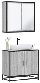 Set Mobili Da Bagno 2 Pz Grigio Sonoma İn Legno Multistrato /