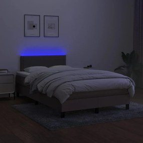 Letto a molle con materasso e led tortora 120x190 cm in tessuto