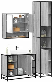 Set Mobili Da Bagno 3 Pz Grigio Sonoma İn Legno Multistrato /