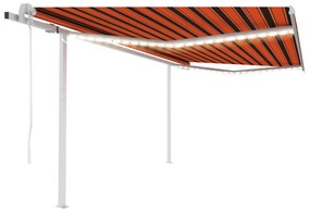 Tenda Automatica Sensore Vento E Led 4,5x3,5 M Arancio Marrone /