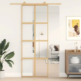 Porta Scorrevole Dorata 76x205 Vetro Trasparente Esg Alluminio /