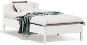 Letto Senza Materasso Bianco 90x190 Cm İn Legno Massello Pino /