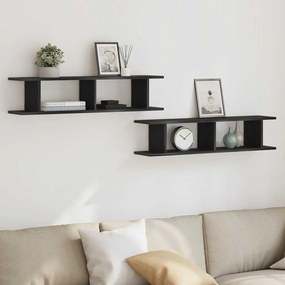 Mensole Da Parete 2 Pz Rovere Nero 90x18x20 Cm İn Truciolato /