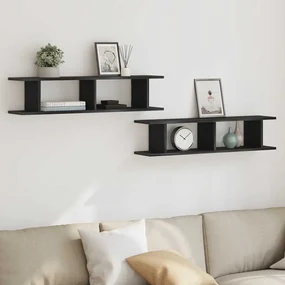 Mensole Da Parete 2 Pz Rovere Nero 90x18x20 Cm İn Truciolato /