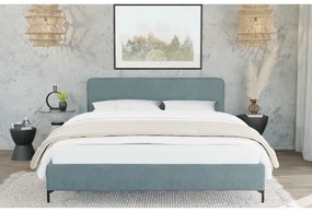 Letto matrimoniale imbottito azzurro con griglia 200x200 cm Barker - Ropez