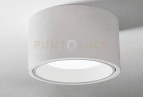 Nasso lampada da soffitto 1 luce tonda in gesso e alluminio bianco