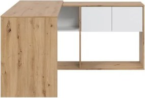 Scrivania Libreria Moderna Doppia Configurazione Reversibile Bianco E Rovere