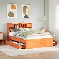 Letto Libreria senza Materasso Marrone Cera 160x200 cm in Pino 3308956