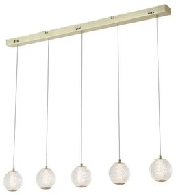 Allure 5lt bar pendant - metallo ottone satinato e acrilico traspar...