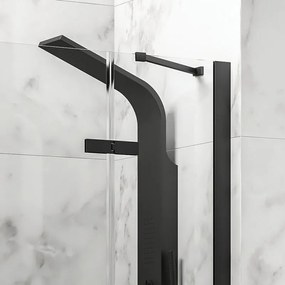 Kamalu - porta doccia 140cm battente e 2 fissi colore nero | kt6000n