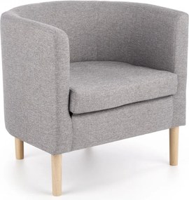 Poltrona Clubby in tessuto grigio/legno naturale - H64 cm