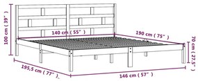 Giroletto Grigio in Legno Massello di Pino 140x190 cm