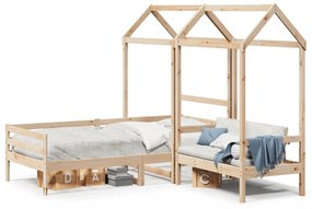 Set Dormeuse E Panca Con Tetto 90x200cm Legno Massello Di Pino /