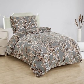 Set copripiumino e federa grigio in micropile per letto singolo 140x200 cm Branches – My House