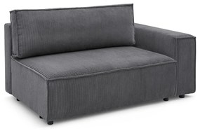 Modulo divano in velluto a coste grigio scuro, angolo destro Nihad modular - Bobochic Paris