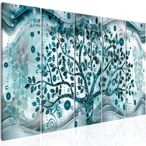 Quadro Tree and Waves (5 Parts) Blue
