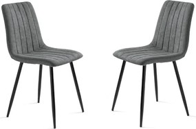 Sedia da pranzo in tessuto Grigio Scuro gambe metallo nere - KOLE 2 sedie