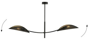 Sospensione Nordica 2 Luci Ares In Acciaio Nero Oro Bracci Regolabili